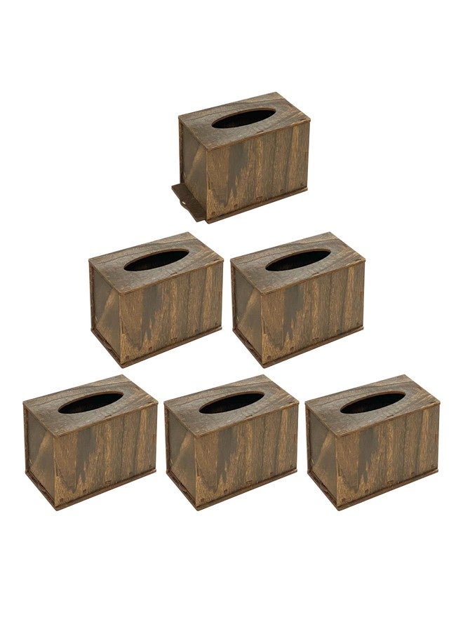 Cregugua 6 Pack Rectangle Tissue Box Cover (10 x 6 x 5 inches) Rustic Wood Tissue Box Holder with Slidingout Bottom Wooden Tissue Box Cover Cube for Tabletop Stands Bathroom Bedroom Dinner Table - Image 2